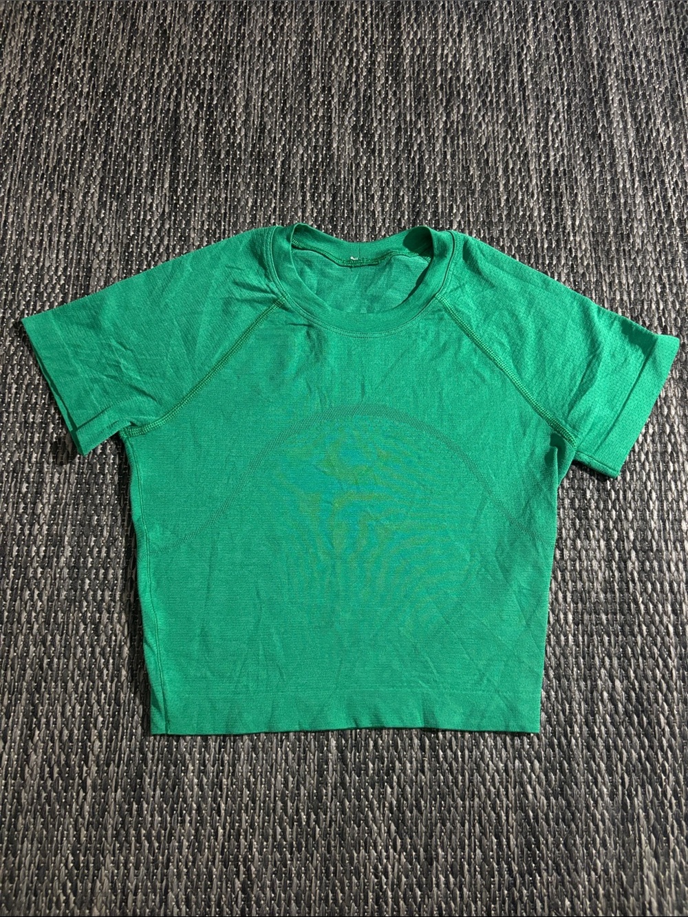 Lululemon Swiftly Tech Crop Short Sleeve Shirt Everglade Green Silverescent Sz 2